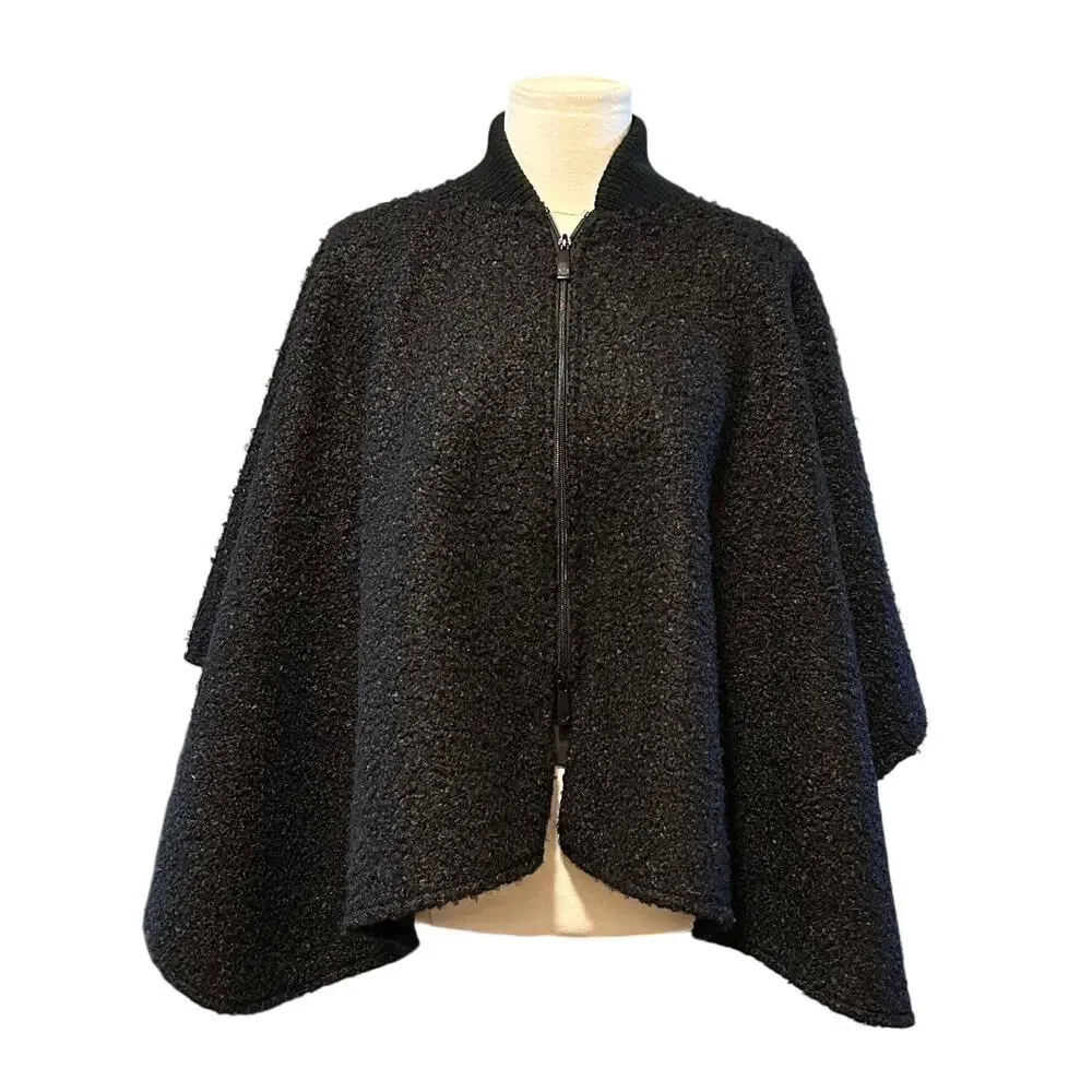 Canada Weathergear Zip Front Knit Cape Poncho Sweater Textured, One Size - Picture 1 of 11